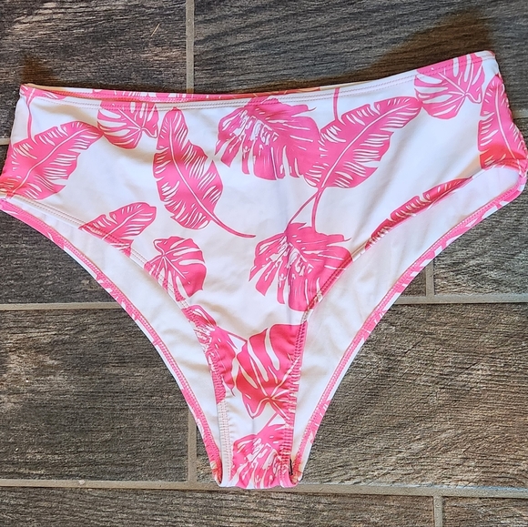 Pink palm High-waisted bikini bottoms - Picture 2 of 7